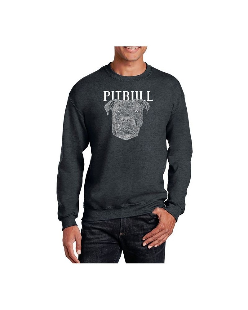 Men's Word Art Pitbull Face Crewneck Sweatshirt Gray $25.00 Sweatshirt