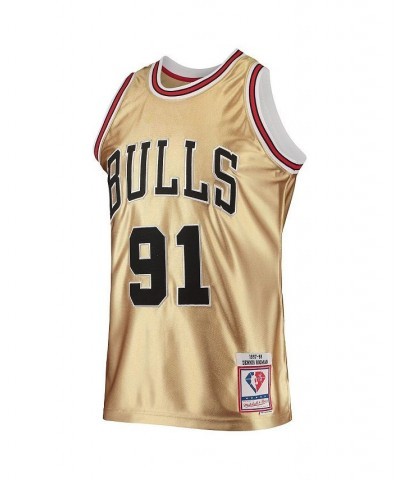 Men's Dennis Rodman Gold Chicago Bulls 75th Anniversary 1997-98 Hardwood Classics Swingman Jersey $70.30 Jersey