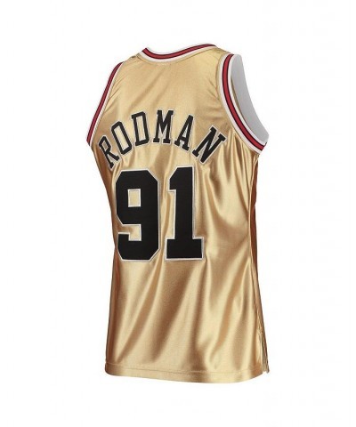 Men's Dennis Rodman Gold Chicago Bulls 75th Anniversary 1997-98 Hardwood Classics Swingman Jersey $70.30 Jersey