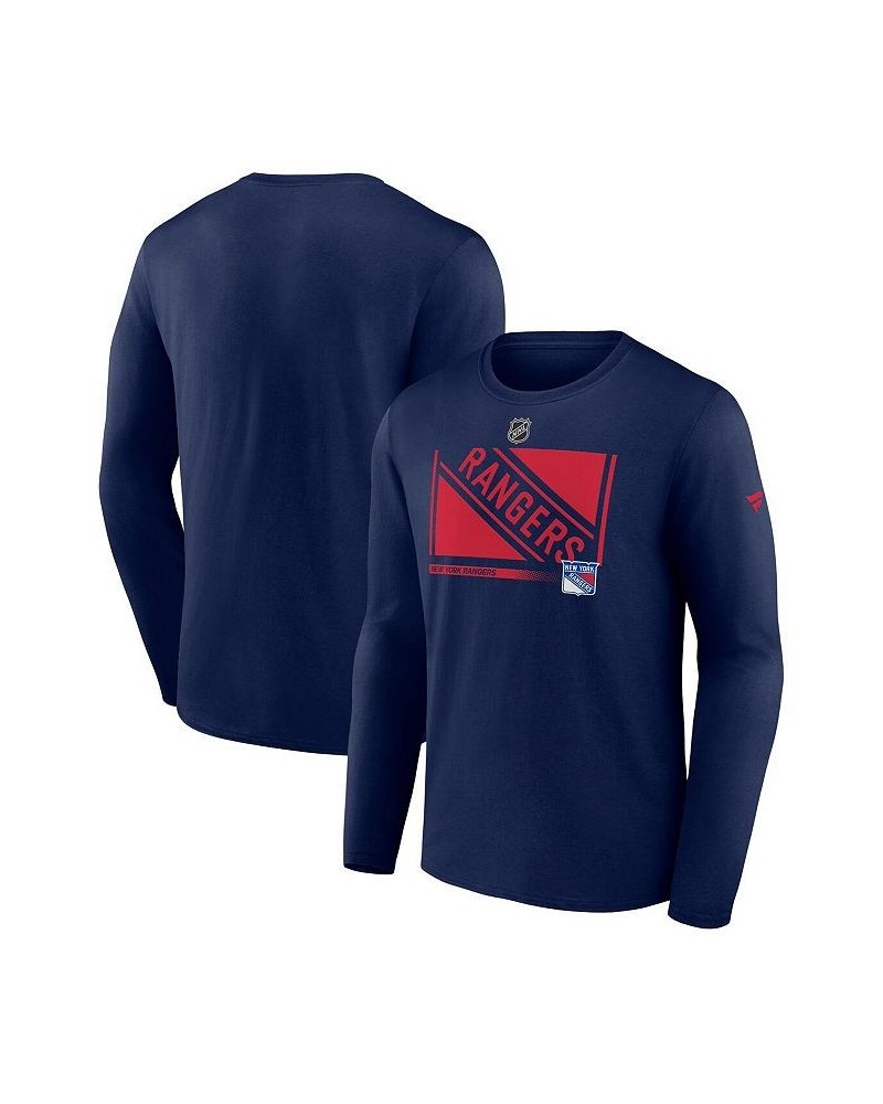 Men's Branded Navy New York Rangers Authentic Pro Core Collection Secondary Long Sleeve T-Shirt $16.20 T-Shirts