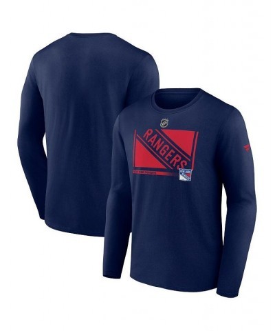 Men's Branded Navy New York Rangers Authentic Pro Core Collection Secondary Long Sleeve T-Shirt $16.20 T-Shirts