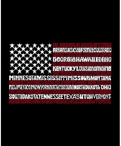 Men's 50 States USA Flag Word Art Long Sleeves T-shirt Black $22.39 T-Shirts