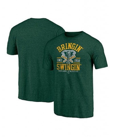 Men's Branded Heathered Green Oakland Athletics Bringin' The Swingin' Hometown Collection Tri-Blend T-shirt $21.59 T-Shirts