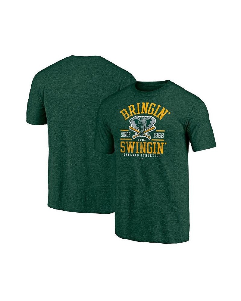 Men's Branded Heathered Green Oakland Athletics Bringin' The Swingin' Hometown Collection Tri-Blend T-shirt $21.59 T-Shirts