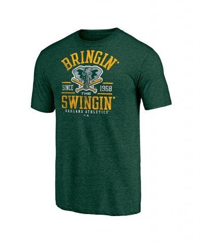 Men's Branded Heathered Green Oakland Athletics Bringin' The Swingin' Hometown Collection Tri-Blend T-shirt $21.59 T-Shirts