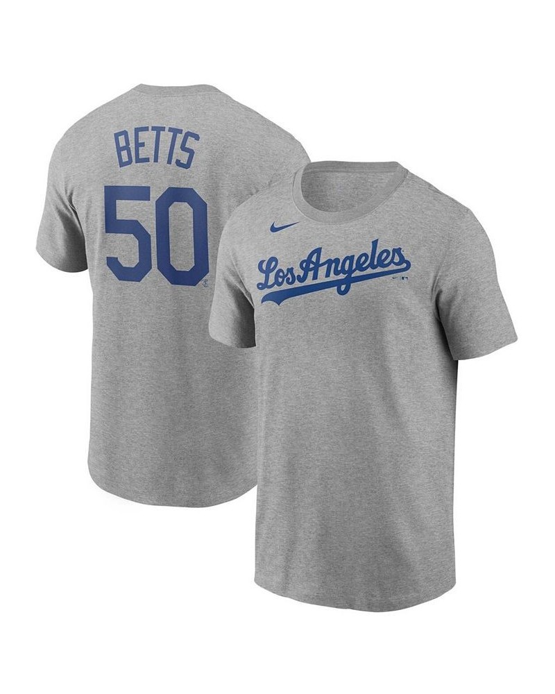 Men's Mookie Betts Heather Gray Los Angeles Dodgers Name Number T-shirt $28.99 T-Shirts