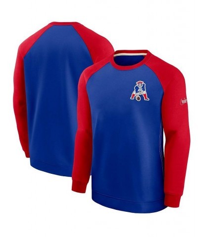 Men's Royal and Red New England Patriots Historic Raglan Crew Performance Sweater $43.99 Sweaters