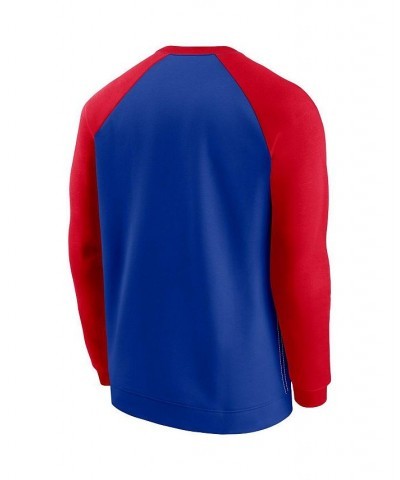 Men's Royal and Red New England Patriots Historic Raglan Crew Performance Sweater $43.99 Sweaters