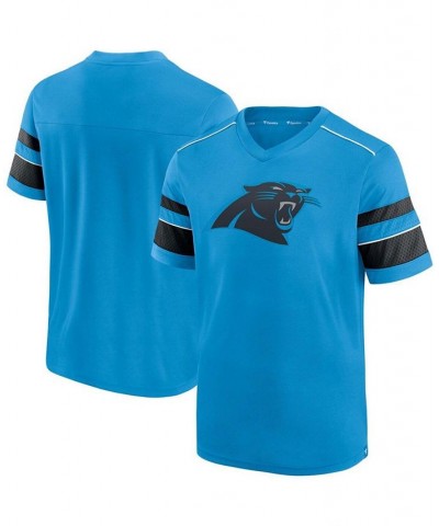 Men's Blue Carolina Panthers Textured Hashmark V-Neck T-shirt $20.68 T-Shirts