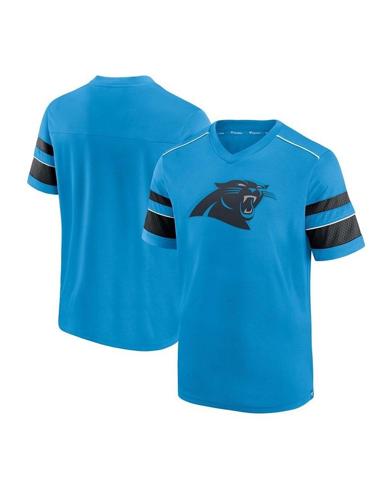 Men's Blue Carolina Panthers Textured Hashmark V-Neck T-shirt $20.68 T-Shirts