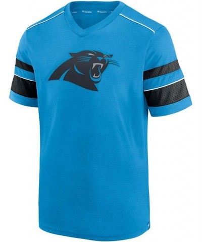 Men's Blue Carolina Panthers Textured Hashmark V-Neck T-shirt $20.68 T-Shirts