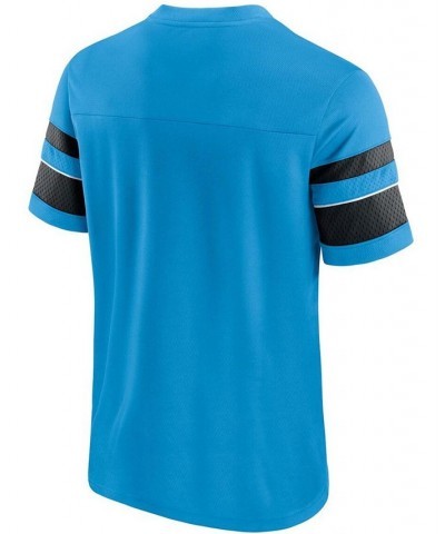 Men's Blue Carolina Panthers Textured Hashmark V-Neck T-shirt $20.68 T-Shirts