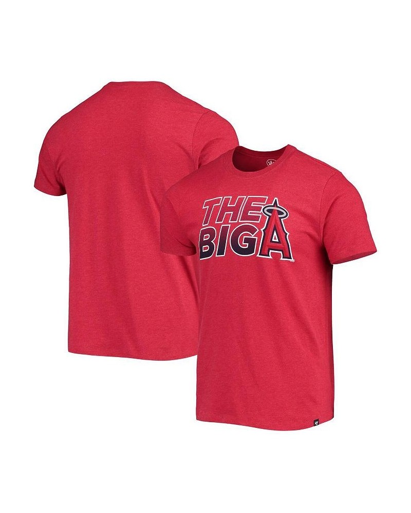 Men's Heathered Red Los Angeles Angels Localized Super Rival T-shirt $15.05 T-Shirts