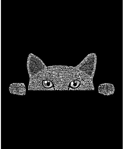 Men's Peeking Cat Raglan Baseball Word Art T-shirt Black $18.90 T-Shirts