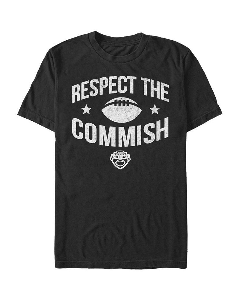 Men's Respect The Commish Short Sleeve Crew T-shirt Black $20.29 T-Shirts