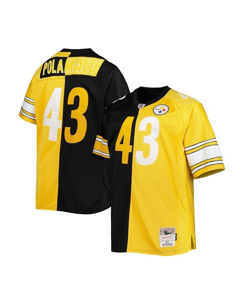 Men's Troy Polamalu Black and Gold Pittsburgh Steelers Big and Tall Split Legacy Retired Player Replica Jersey $68.00 Jersey