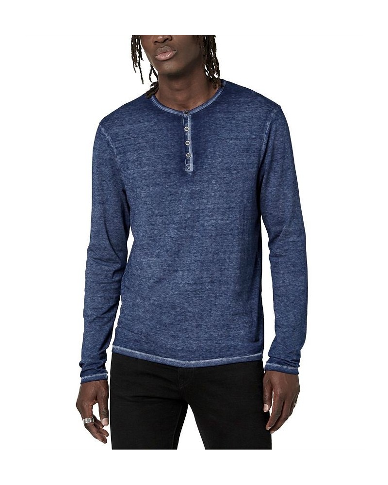 Men's Faded Kaduk Henley Long Sleeve T-Shirt Blue $14.57 T-Shirts