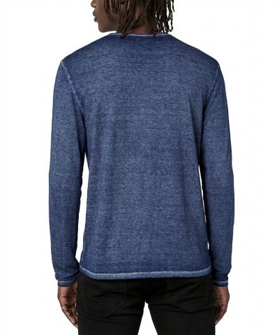 Men's Faded Kaduk Henley Long Sleeve T-Shirt Blue $14.57 T-Shirts