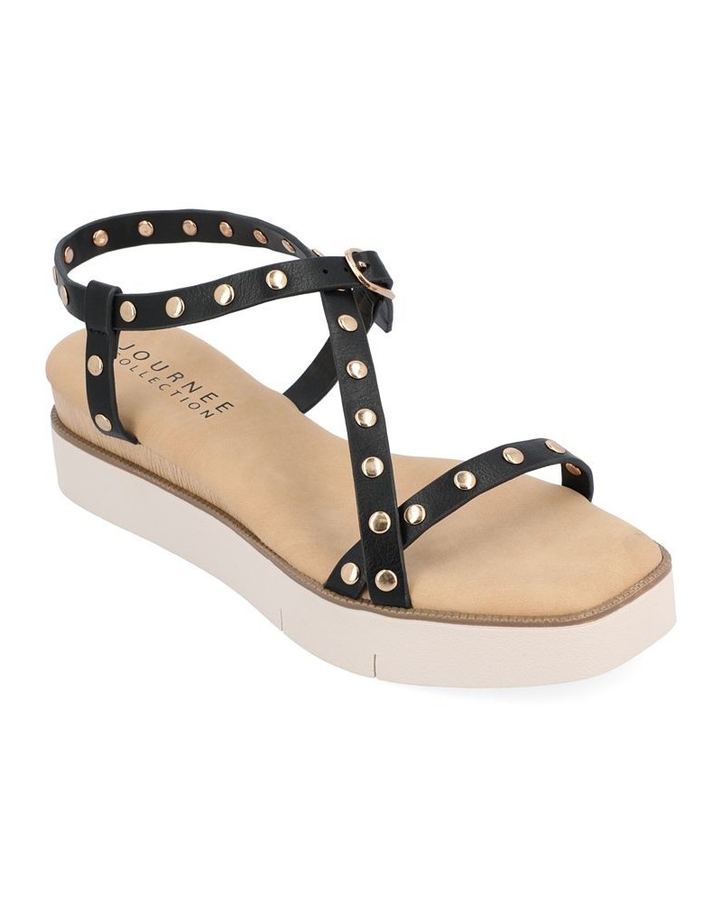 Women's Lindsay Studded Platform Sandals Black $49.00 Shoes