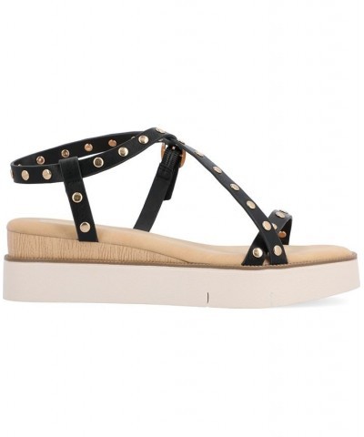 Women's Lindsay Studded Platform Sandals Black $49.00 Shoes