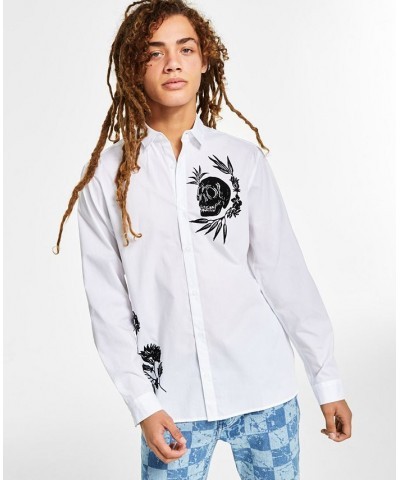 I.N.C. International Concepts Men's Regular-Fit Floral Skull-Print Shirt White $19.13 Shirts