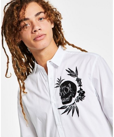 I.N.C. International Concepts Men's Regular-Fit Floral Skull-Print Shirt White $19.13 Shirts