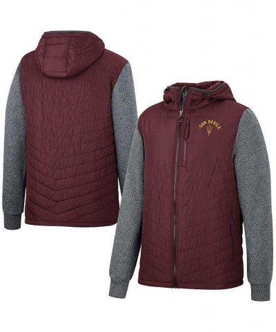 Men's Maroon, Charcoal Arizona State Sun Devils Course Herringbone Full-Zip Hoodie $32.20 Jackets