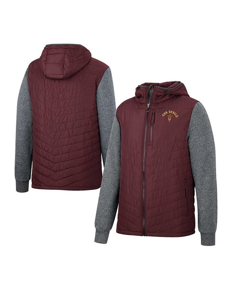 Men's Maroon, Charcoal Arizona State Sun Devils Course Herringbone Full-Zip Hoodie $32.20 Jackets