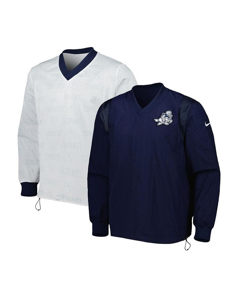 Men's Navy, Silver Dallas Cowboys Sideline Team Id Reversible Pullover Windshirt $58.50 Sweatshirt