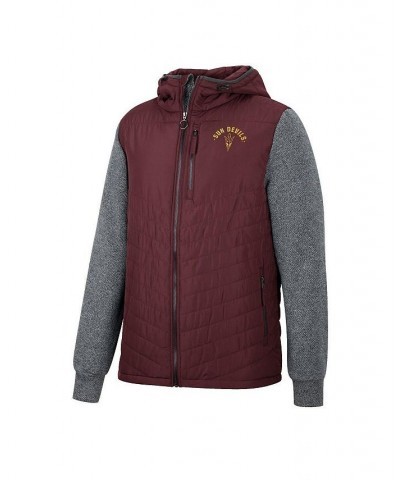 Men's Maroon, Charcoal Arizona State Sun Devils Course Herringbone Full-Zip Hoodie $32.20 Jackets