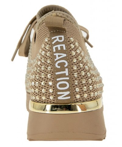 Women's Cameron Jewel Lace Up Sneakers Tan/Beige $42.51 Shoes