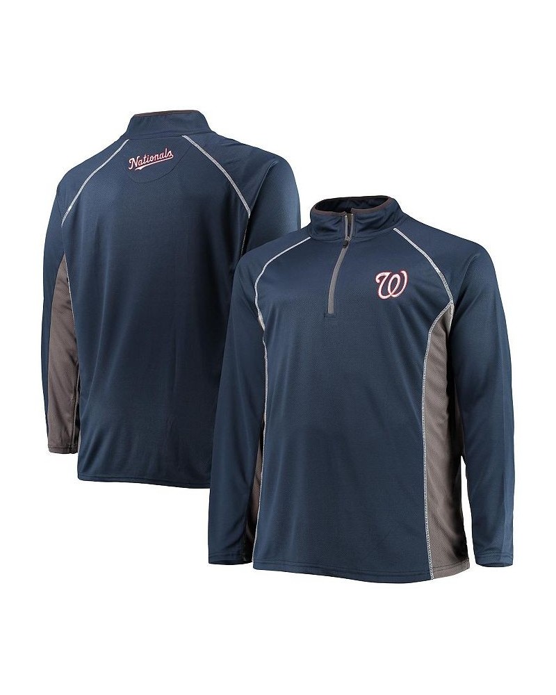 Men's Branded Navy, Charcoal Washington Nationals Big and Tall Pebble Raglan Quarter-Zip Jacket $26.65 Jackets