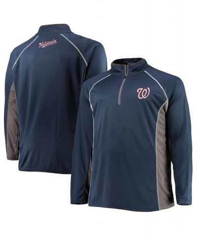 Men's Branded Navy, Charcoal Washington Nationals Big and Tall Pebble Raglan Quarter-Zip Jacket $26.65 Jackets