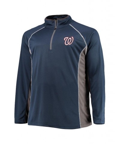 Men's Branded Navy, Charcoal Washington Nationals Big and Tall Pebble Raglan Quarter-Zip Jacket $26.65 Jackets