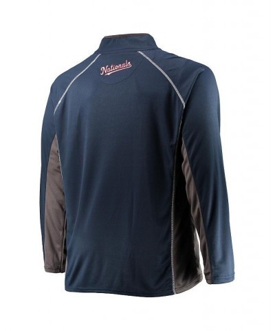 Men's Branded Navy, Charcoal Washington Nationals Big and Tall Pebble Raglan Quarter-Zip Jacket $26.65 Jackets