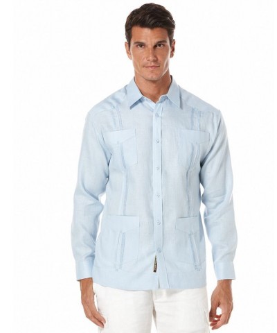 100% Linen Long Sleeve Guayabera Shirt Cashmere Blue $28.56 Shirts