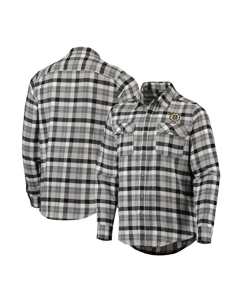 Men's Black and Gray Boston Bruins Ease Plaid Button-Up Long Sleeve Shirt $32.90 Shirts