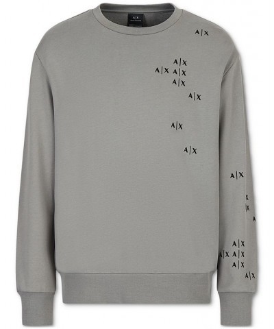 Men's Fleece Mini AX Logo Sweatshirt Silver $46.64 Sweatshirt