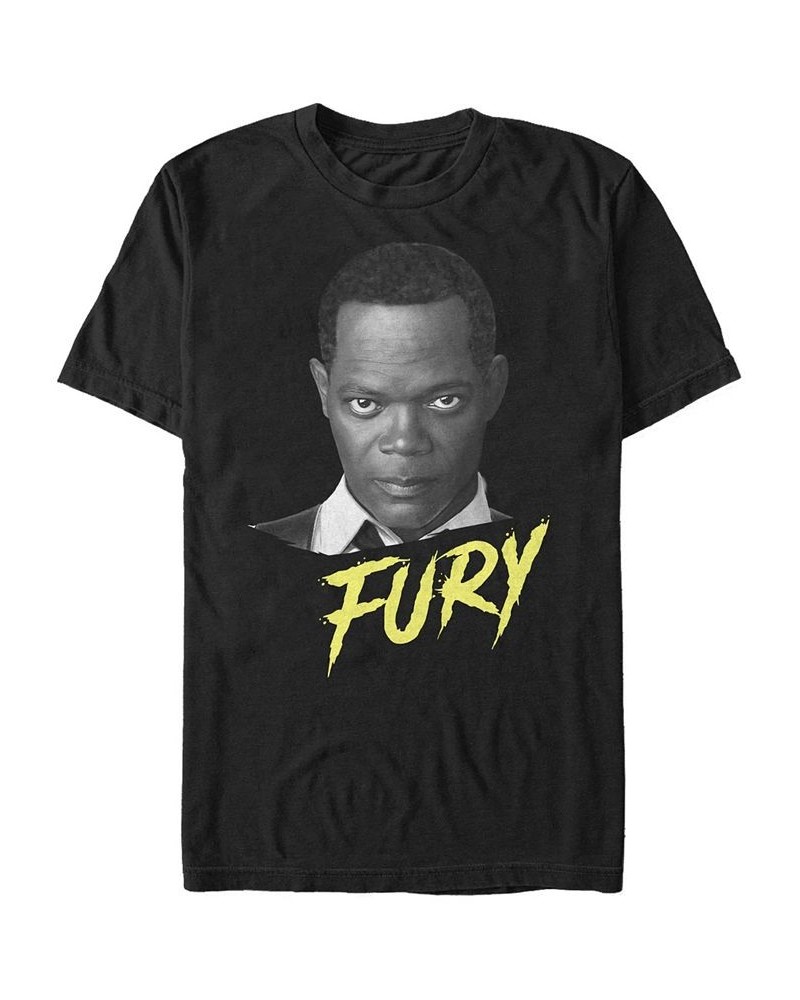 Marvel Men's Captain Marvel Nick Fury Big Face Portrait, Short Sleeve T-shirt Black $15.40 T-Shirts