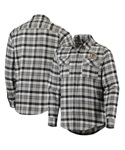 Men's Black and Gray Boston Bruins Ease Plaid Button-Up Long Sleeve Shirt $32.90 Shirts