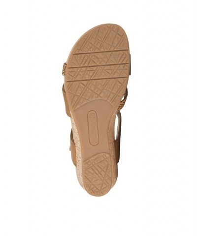 Women's Farah Casual Almond Toe Wedge Sandal Brown $45.39 Shoes