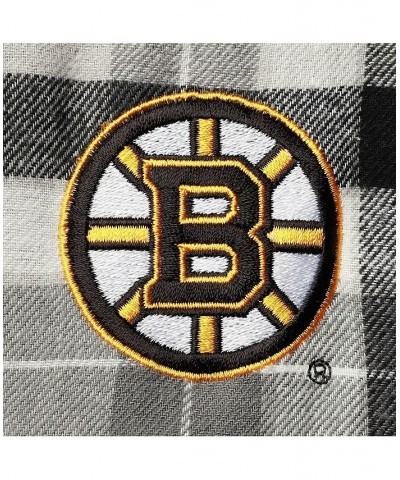 Men's Black and Gray Boston Bruins Ease Plaid Button-Up Long Sleeve Shirt $32.90 Shirts