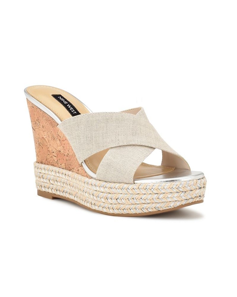 Women's Hues Almond Toe Slip-on Wedge Sandals Tan/Beige $39.90 Shoes