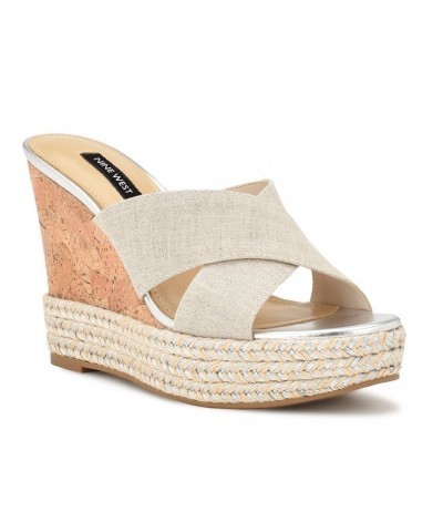 Women's Hues Almond Toe Slip-on Wedge Sandals Tan/Beige $39.90 Shoes