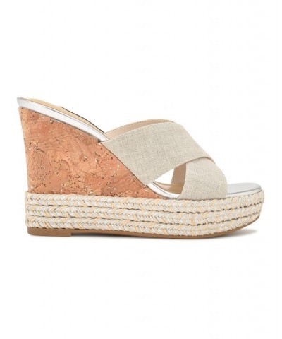 Women's Hues Almond Toe Slip-on Wedge Sandals Tan/Beige $39.90 Shoes