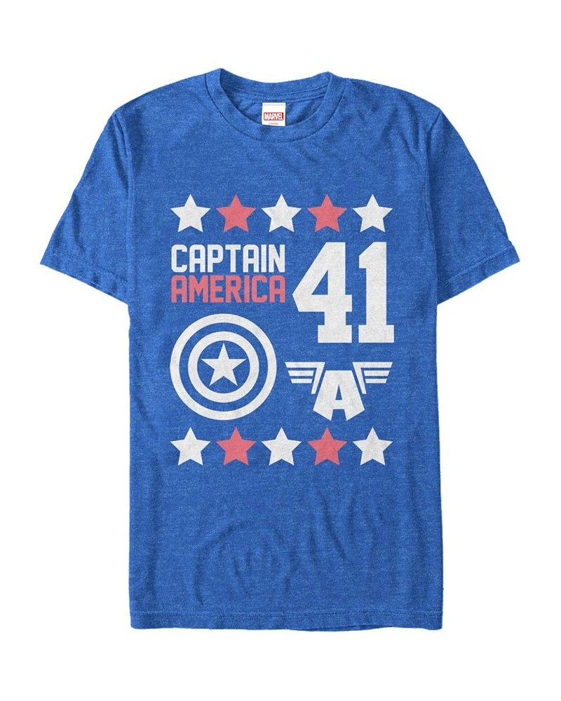 Marvel Men's Comic Collection Captain America Logo Short Sleeve T-Shirt Blue $18.19 T-Shirts