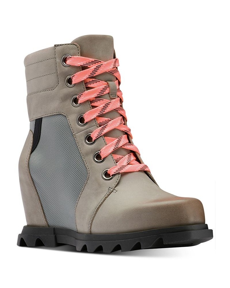 Women's Joan of Artic Wedge III Lexie Lug Sole Boots Gray $37.97 Shoes