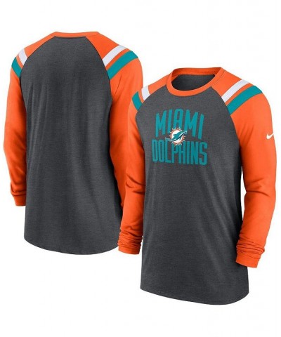 Men's Heathered Charcoal, Orange Miami Dolphins Raglan Athletic Long Sleeve Tri-Blend T-shirt $31.20 T-Shirts