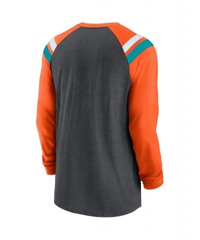 Men's Heathered Charcoal, Orange Miami Dolphins Raglan Athletic Long Sleeve Tri-Blend T-shirt $31.20 T-Shirts