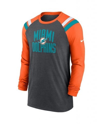 Men's Heathered Charcoal, Orange Miami Dolphins Raglan Athletic Long Sleeve Tri-Blend T-shirt $31.20 T-Shirts